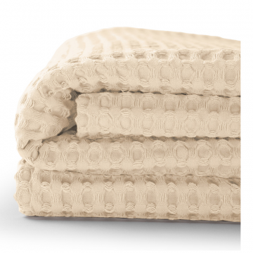 Покрывало вафельное объемное 220*240 см цвет светло-бежевый
