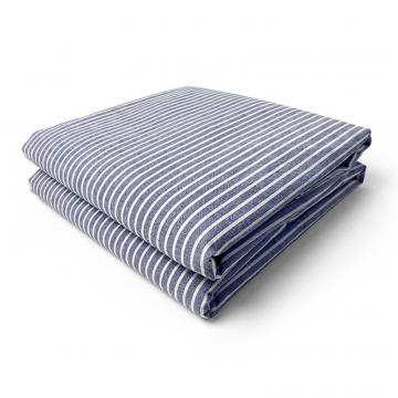 Пододеяльник с застежкой на пуговицы из вареного хлопка синий меланж с узкой полоской