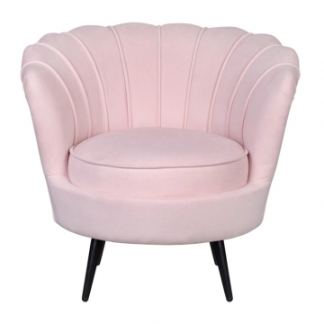 Низкое кресло ракушка Pearl розовый V2 на черных ножках