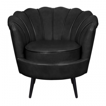 Низкое кресло ракушка Pearl Black V2 на черных ножках