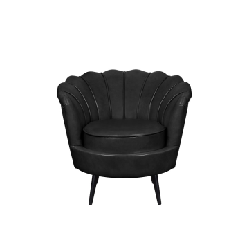 Низкое кресло ракушка Pearl Black V2 на черных ножках