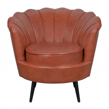 Низкое кресло ракушка Pearl Brown на черных ножках