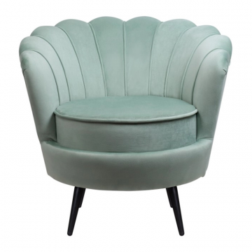 Низкое кресло ракушка Pearl Green на черных ножках
