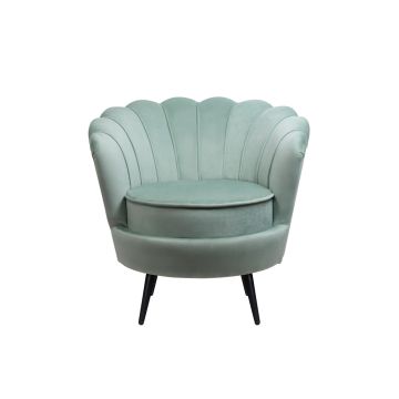 Низкое кресло ракушка Pearl Green на черных ножках