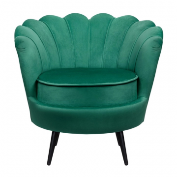 Низкое кресло ракушка Pearl Green V2 на черных ножках