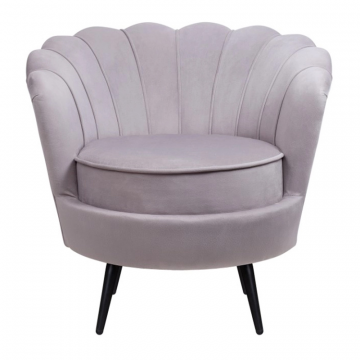 Низкое кресло ракушка Pearl Grey на черных ножках