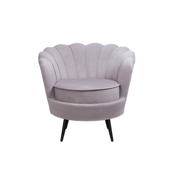 Низкое кресло ракушка Pearl Grey на черных ножках