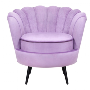 Низкое кресло ракушка Pearl Purple на черных ножках