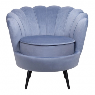 Низкое кресло ракушка Pearl Sky на черных ножках