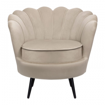 Низкое кресло ракушка Pearl Taupe на черных ножках