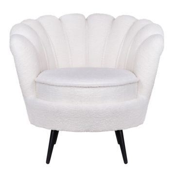Низкое кресло ракушка Pearl цвет белый на черных ножках