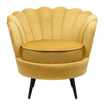 Низкое кресло ракушка Pearl Yellow на черных ножках
