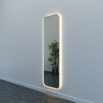 Зеркало в белой раме с теплой подсветкой KUVINO L LED, 180 x 55 см