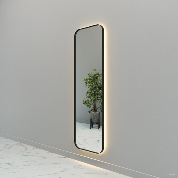 Зеркало в черной раме с теплой подсветкой KUVINO L LED, 180 x 55 см