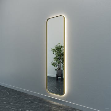 Зеркало в золотой раме с нейтральной подсветкой KUVINO L LED, 180 x 55 см