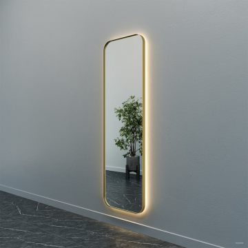 Зеркало в золотой раме с теплой подсветкой KUVINO L LED, 180 x 55 см
