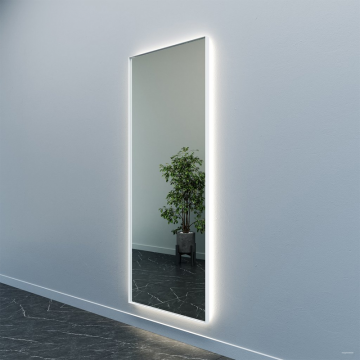 Зеркало в белой раме с нейтральной подсветкой HALFEO XL Slim LED, 200 x 80 см