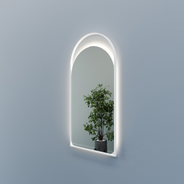 Зеркало в белой раме с нейтральной подсветкой ARKELO LED, 102 x 52 см