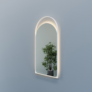 Зеркало в белой раме с теплой подсветкой ARKELO LED, 102 x 52 см