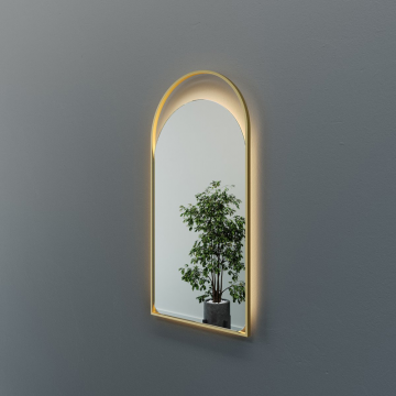 Зеркало в золотой раме с теплой подсветкой ARKELO LED, 102 x 52 см
