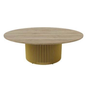 Журнальный столик TRUBIS Wood M D120 см, орех/золотой