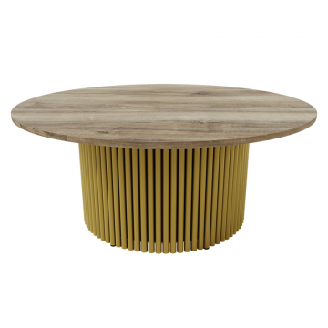 Журнальный столик TRUBIS Wood M D100 см, орех/золотой