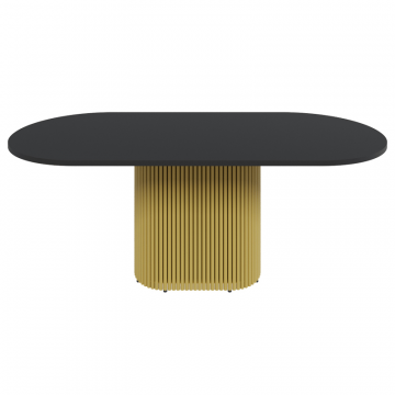 Обеденный стол TRUBIS Wood Oval 200 х 90 см, черный/золотой