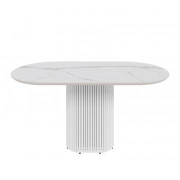Обеденный стол керамический белый TRUBIS Stone 160 х 80 см