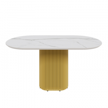 Обеденный стол керамический золотой TRUBIS Stone 160 х 80 см