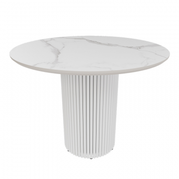 Обеденный стол керамический белый TRUBIS Stone L D100 см