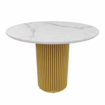 Обеденный стол керамический золотой TRUBIS Stone L D100 см