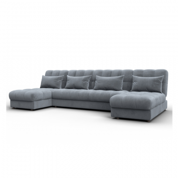 Диван П-образный Лига-116 НПБ, TOWER 10 серый, Велюр