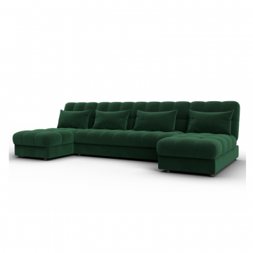 Диван П-образный Лига-116 НПБ, SEVEN 626 зеленый, Велюр