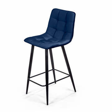 Стул полубарный Уно, бархат синий 29 / чёрный конус