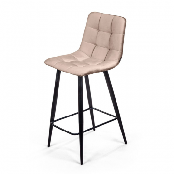 Стул полубарный Уно, бархат пепельно-бежевый 25 / чёрный конус