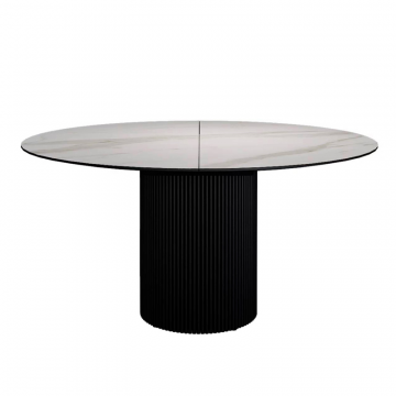 Стол раскладной круглый Нолан 120+40, керамика матовая, белая