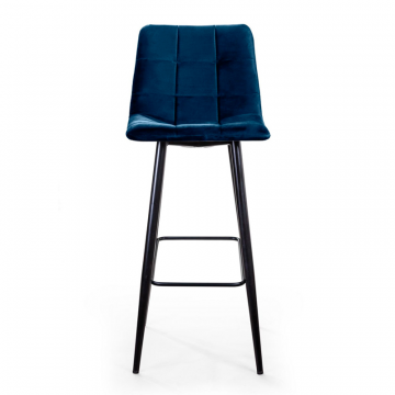 Стул барный Уно, бархат синий 29 / чёрный конус