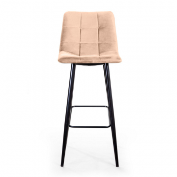 Стул барный Уно, бархат бежевый 5/ чёрный конус