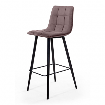 Стул барный Уно, бархат антрацит 14/ чёрный конус