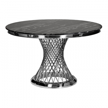 76AR-80555 Стол обед иск.мрам Nero Alicanto/хром d120*75