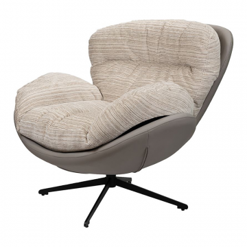 Кресло BLISS серый, экокожа, шенилл