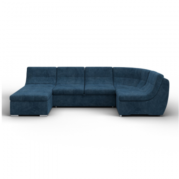 Диван П-образный модульный Холидей, BRUT 11 синий, Велюр