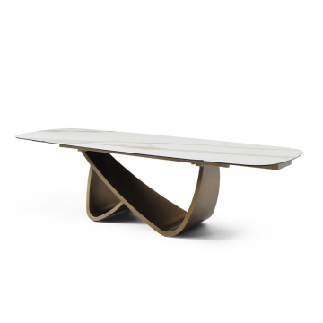 Стол раскладной Bergamo 200-280, светлая керамика/бронза