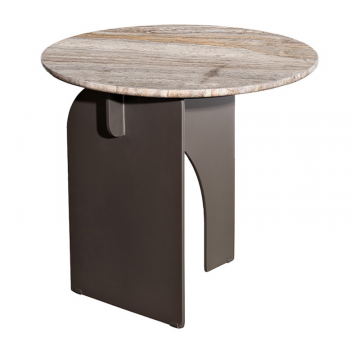 57EL-10983 Стол журнальный Арка (Arco) травертин d55*50см круглый