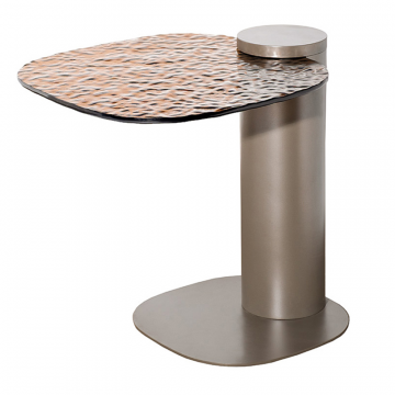 57EL-11180 Стол журнальный приставной, стекло рельефное тонированное 45*48*50см