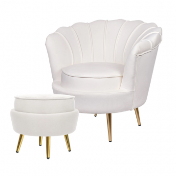 Кресло с пуфом ракушка Pearl Beige