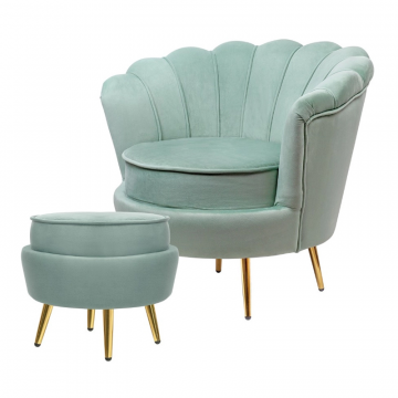 Кресло с пуфом ракушка Pearl Green (комплект)