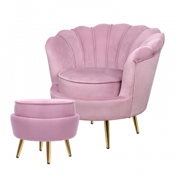Кресло с пуфом ракушка Pearl Pink (комплект)