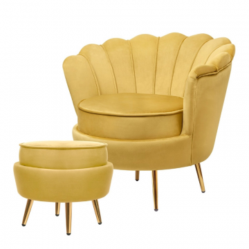 Кресло с пуфом ракушка Pearl Yellow (комплект)