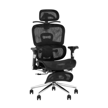 Кресло офисное TopChairs Stich с оттоманкой, черный